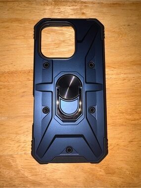 Apple Blue Protective Case with Metal Ring Kickstand